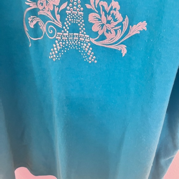 Karen Scott Teal Blue  Eiffel Tower Top Size 3 - Picture 9 of 15